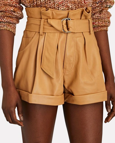 Shop Marissa Webb Dixon Leather Paperbag Shorts In Beige