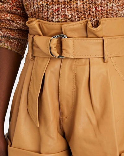 Shop Marissa Webb Dixon Leather Paperbag Shorts In Beige
