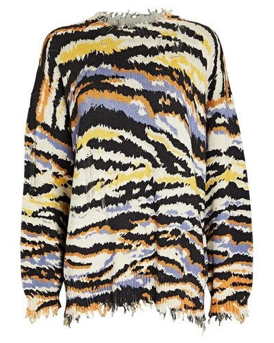 Shop R13 Oversized Zebra Cotton Sweater In Multi