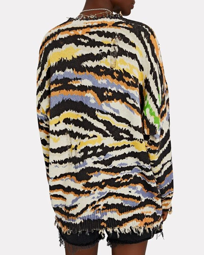 Shop R13 Oversized Zebra Cotton Sweater In Multi