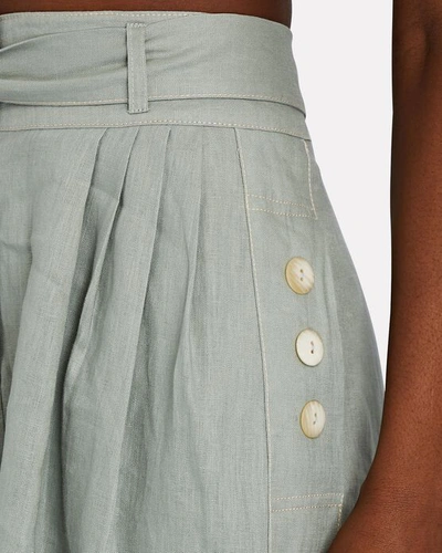 Shop Alemais Ivy Linen Tie-waist Shorts In Green