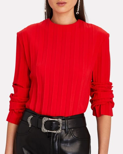 Shop A.w.a.k.e. Pleated Crepe Top In Red