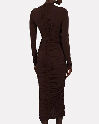 Shop A.l.c Ansel Ruched Jersey Dress In Brown