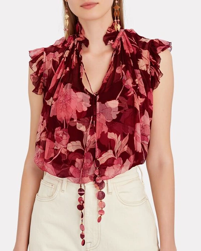 Shop Zimmermann Concert Frilled Floral Silk Tank Top In Multi