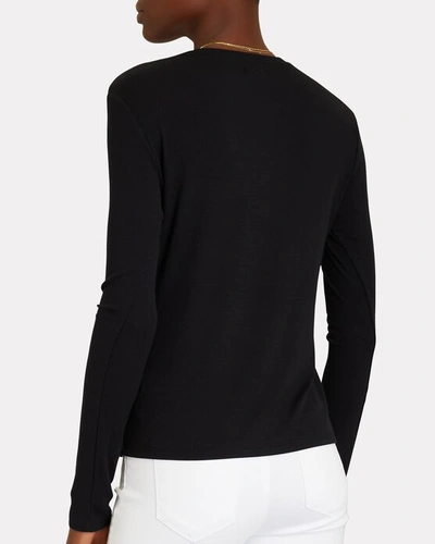 Shop L Agence Faith Long Sleeve Henley T-shirt In Black