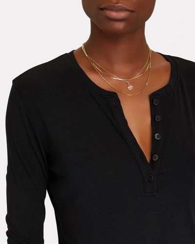 Shop L Agence Faith Long Sleeve Henley T-shirt In Black