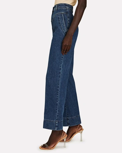 Shop Alberta Ferretti Yoke Wide-leg Jeans In Dark Wash Denim