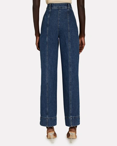 Shop Alberta Ferretti Yoke Wide-leg Jeans In Dark Wash Denim