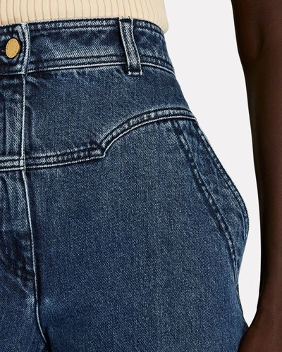 Shop Alberta Ferretti Yoke Wide-leg Jeans In Dark Wash Denim