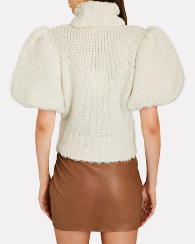 Shop Aje Alba Puff Sleeve Turtleneck Sweater In Ivory