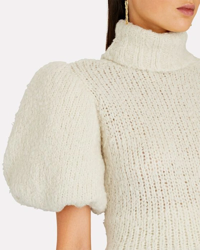Shop Aje Alba Puff Sleeve Turtleneck Sweater In Ivory