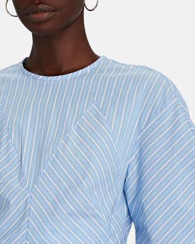 Shop Aknvas Margot Striped Puff Sleeve Top In Light Blue
