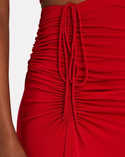 Shop A.l.c Orly Ruched Midi Skirt In Red