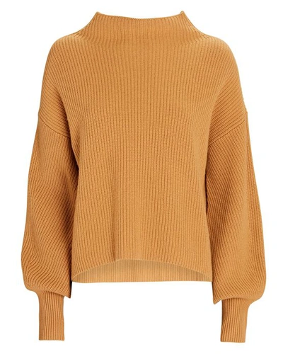 Shop A.l.c Helena Funnel Neck Rib Knit Sweater In Beige