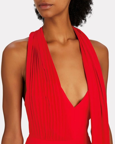Shop Acler Flora Two-tone Halter Midi Dress In Red
