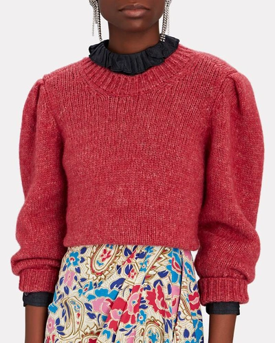 Shop Isabel Marant Emma Strong Shoulder Sweater In Dark Pink