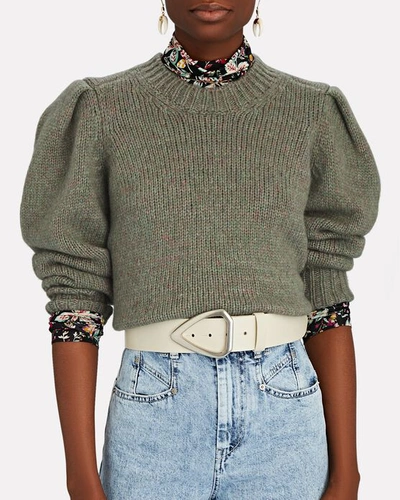 Shop Isabel Marant Emma Strong Shoulder Sweater In Olive/army