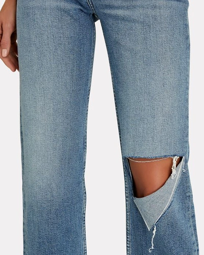 Shop Re/done High-rise Stove Pipe Jeans In Distressed Brisk Blue
