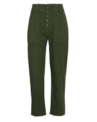 Shop Veronica Beard Arya Cargo Straight Crop Jeans In Forest Green