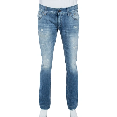 Pre-owned Dolce & Gabbana Light Blue Distressed Denim 14 Fit Jeans L