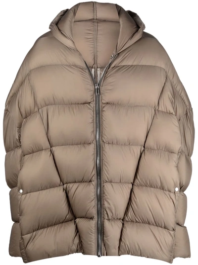 Shop Rick Owens Hooded Puffer Coat In Green