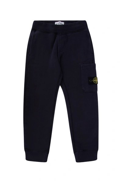 Shop Stone Island Junior Logo Patch Track Pants In Navy