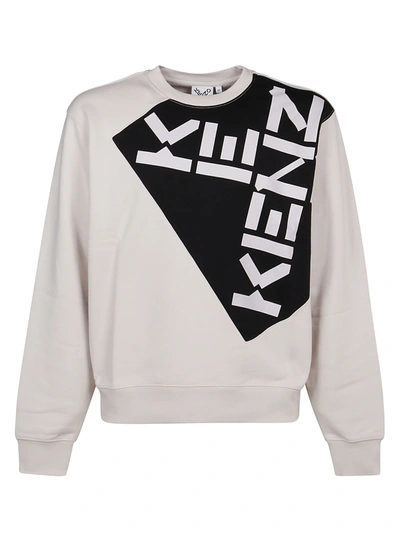 Kenzo Logo-print Cotton Sweater In Pearl Grey | ModeSens