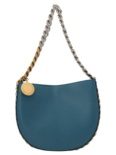 Shop Stella Mccartney Logo Charm Shoulder Bag In Blue