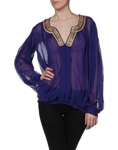 Shop Dondup Blouse In Dark Purple