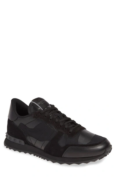 Shop Valentino Camo Rockrunner Sneaker In Black