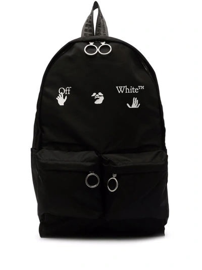 Shop Off-white Hands Off Logo-print Backpack In Black