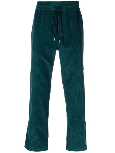 Shop Just Don Checked-stripe Corduroy Trousers In Green