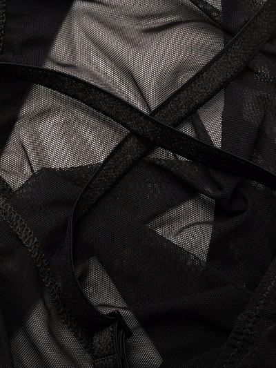 Off-white Black Semi-sheer Crossover-strap Bodysuit In Mixed Colours