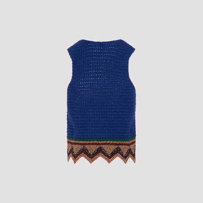 Shop Saint Laurent Crochet Top In Blue
