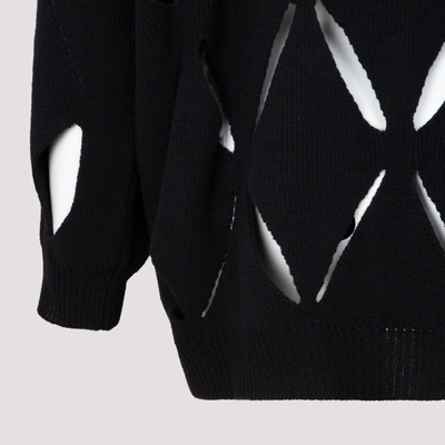 Shop Valentino Perforated Knit Sweater In Black