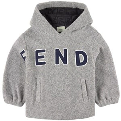 Shop Fendi Gray Logo Hoodie In Grey