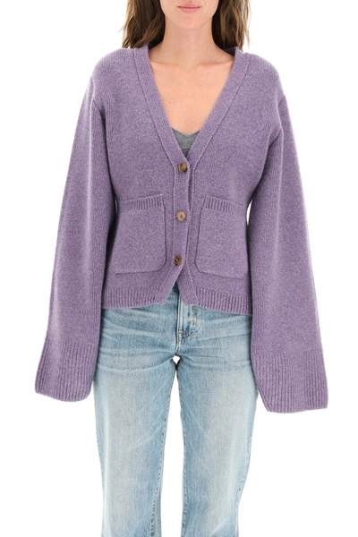 Shop Khaite Scarlet Cashmere Cardigan In Purple