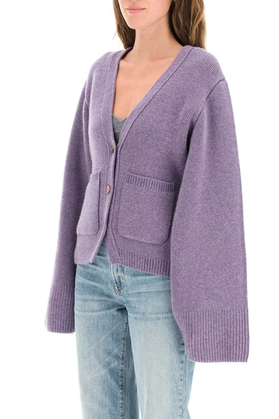 Shop Khaite Scarlet Cashmere Cardigan In Purple