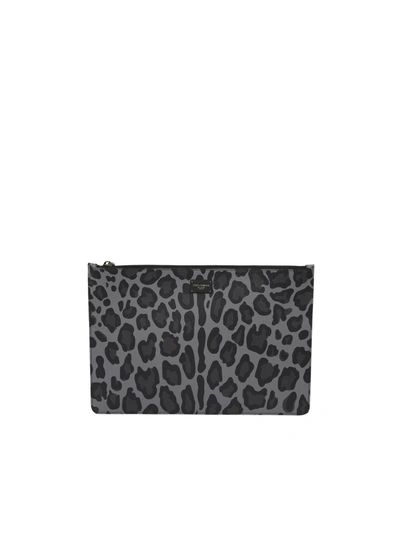Shop Dolce & Gabbana Logo Patch Animal Print Clutch Bag In Multi