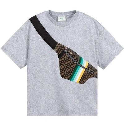 Fendi Kids' Boys T-shirt Pouch Print Grey | ModeSens