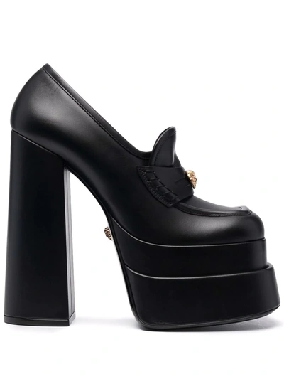 Shop Versace Juno Platform Pumps In Black