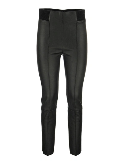 Shop Brunello Cucinelli High-waisted Leather Leggings In Black