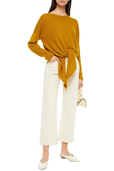 Shop Charli Tie-front Cashmere Sweater In Mustard