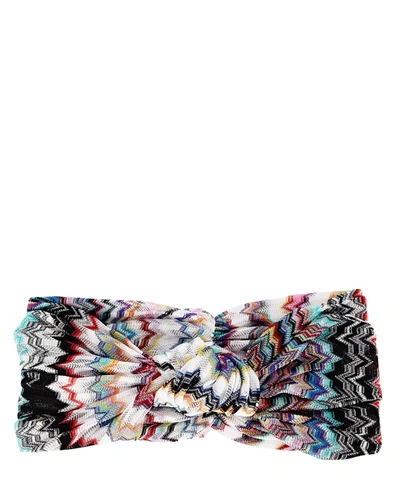 Shop Missoni Knotted Knit Chevron Headband In Multi