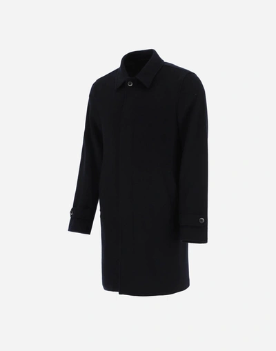 Shop Herno New Wool Cashmere Coat In Navy Blue