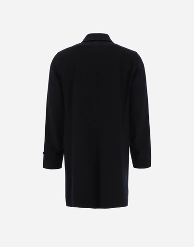 Shop Herno New Wool Cashmere Coat In Navy Blue
