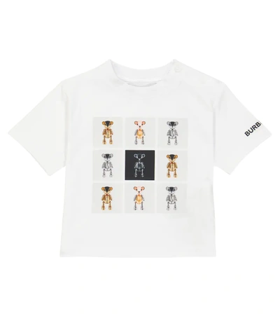 Shop Burberry Baby Thomas Bear Cotton T-shirt In White