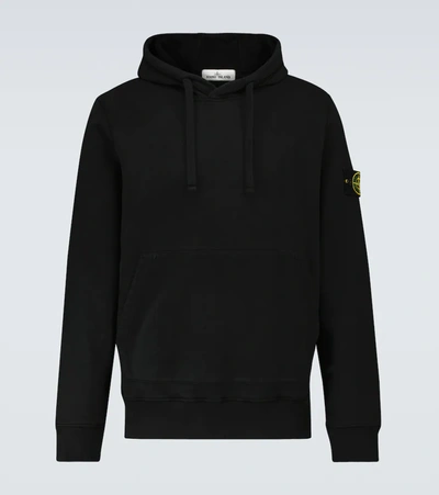 Shop Stone Island Hooded Cotton Sweatshirt In Black