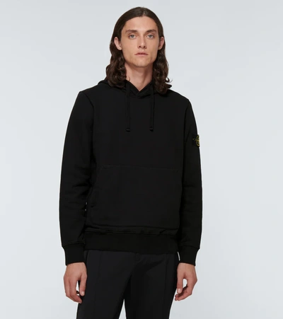 Shop Stone Island Hooded Cotton Sweatshirt In Black
