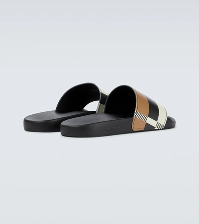Shop Burberry Furley Checked Slides In Multicoloured